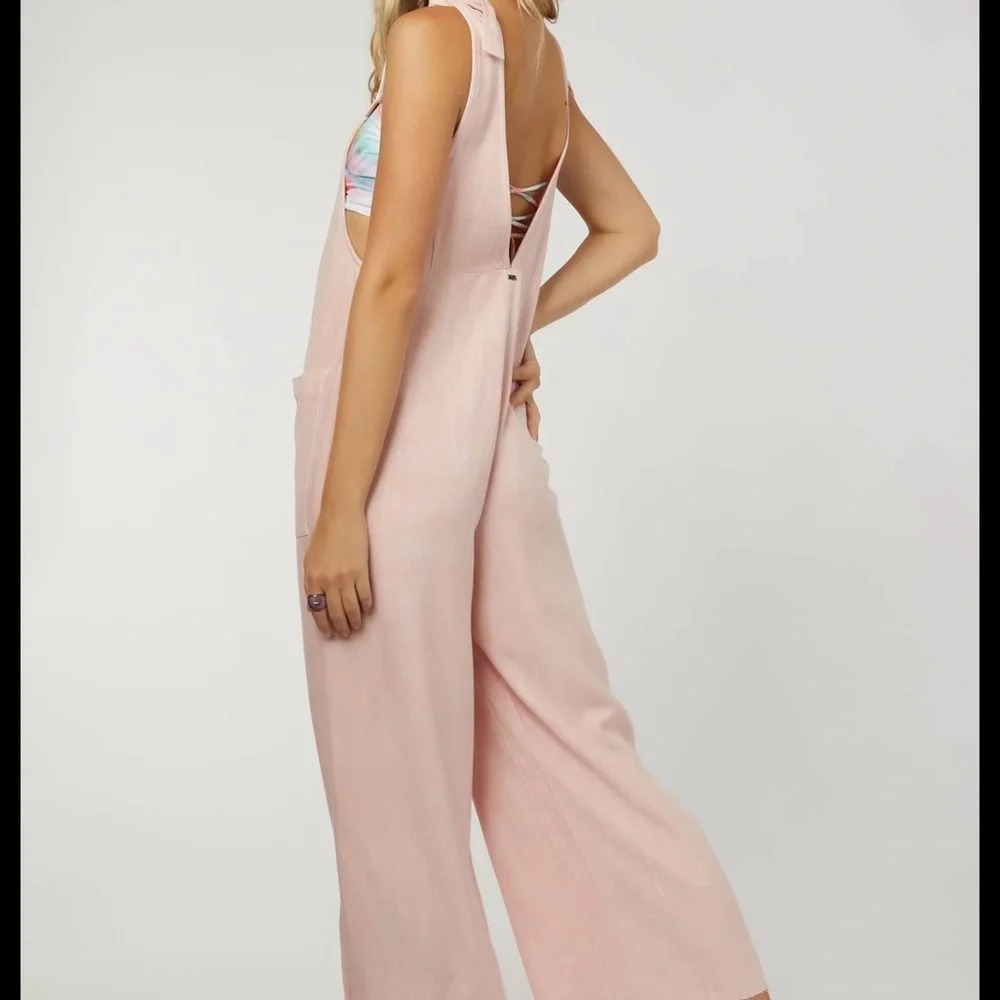 O'Neill Light Pink Wide-Leg Tie-Shoulder Jumpsuit - Picture 2 of 7
